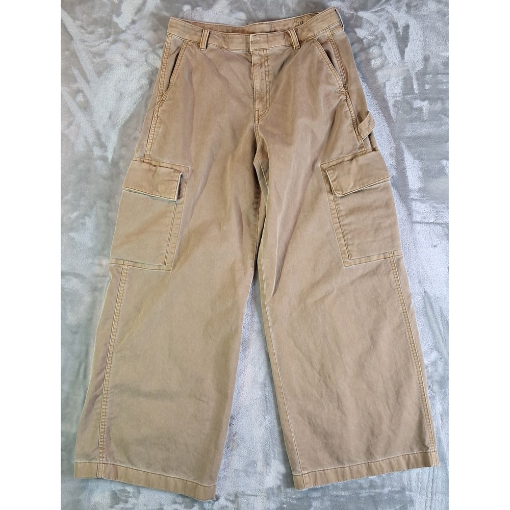 GAP Womens 6 Baggy Cargo Pants Tan Khaki Wide Leg Loose Fit Utility 90s Y2K